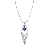 0.50 CT Created Blue Sapphire & Diamond Woven Pendant Necklace 14k White Gold Finish