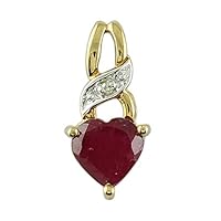 Ruby Gf Natural Gemstone Heart Shape Pendant 10K, 14K, 18K Yellow Gold Uniqe Jewelry
