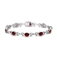 Garnet Oval 6x4mm Infinity Bracelet | Sterling Silver 925 With Rhodium Plated | Bracelet For Woman and Girls | It is Always Nice to Have a Bracelet for Any Occasion