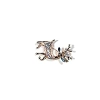 Gold Tone Elk Brooch Paved with Rhinestone and Synthetic Onyx (Blue)