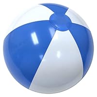 16-Inch Light Blue & White Beach Ball - Deflated Size - Inflatable to 12-Inches Diameter