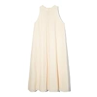 Casual Style Loose fit Beige Sleeveless Seersucker Women's Dress, Round Neck Temperament Skirt