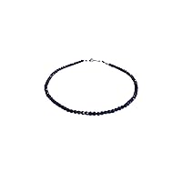 Natural Blue Sapphire 2.5mm Round Shape Faceted Cut Gemstone Beads 7 Inch Silver Plated Clasp Bracelet For Men, Women. Natural Gemstone Link Bracelet. | Lcbr_01678