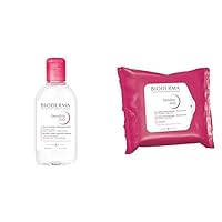 Bioderma - Sensibio H2O micellar water and wipes - Makeup remover cleanser – Dermatological face cleanser for sensitive skin –Decreases skin reactivity and irritation - Soothes the skin instantly