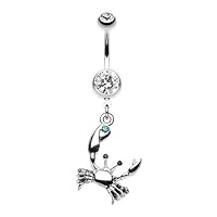 WildKlass Jewelry Fiddler Crab Dangle 316L Surgical Steel Belly Button Ring