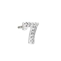 925 Sterling Silver Number Round Cut Prong Set 0.03 dwt Diamond Earrings