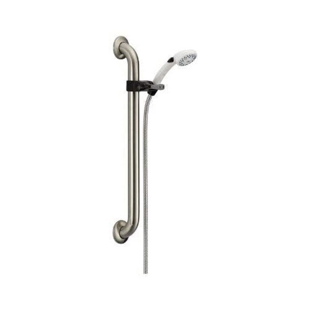 Delta Faucet 2-Spray ADA Grab Bar Adjustable Hand Held Shower with Hose, Stainless 52001-DS