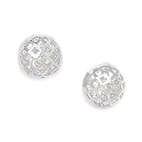 14k White Gold CZ Cubic Zirconia Simulated Diamond Large Crystal Ball Screw Back Earrings Measures 8x8mm Jewelry for Women