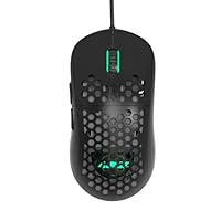 FIRSTBLOOD ONLY GAME. AJ380 69g Lightweight Gaming Mouse with Honeycomb Shell, RGB Backlit, 16000 DPI PixArt 3338 Sensor, Programmable 6 Buttons, Black