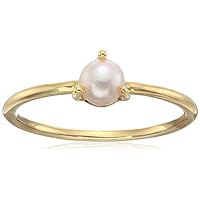 Amazon Collection Cultured Freshwater Pearl Solitaire Demi Fine Stacking Ring in 18k Yellow Gold Over Sterling Silver