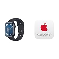 Apple Watch Series 9 [GPS 45mm] Smartwatch with Midnight Aluminum Case with Midnight Sport Band S/M, Water Resistant with AppleCare+ (2 Years)