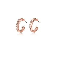 Love At First Sight 18 Kt Gold Plated 925 Sterling Silver Polished And Rose Gold Plated Cross Link Cable Earrings