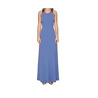 DKNY Womens Criss-Cross Back Maxi Evening Dress Blue 16