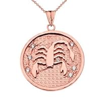 Designer Diamond Scorpio Constellation Pendant Necklace in Rose Gold - Gold Purity:: 10K, Pendant/Necklace Option: Pendant With 18