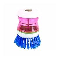 Plastic Wash Basin Brush Cleaner with Liquid Soap Dispenser (Multicolour) - (SC-0159)