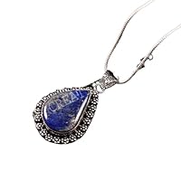 Handmade 925 Sterling Silver Natural lapis lazuli Gemstone Pendant Gift Jewelry