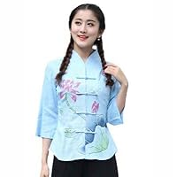 Traditional Chinese Blouse Shirt Tops for Women Mandarin Collar Oriental Linen Shirt Blouse Female Elegant Cheongsam Top