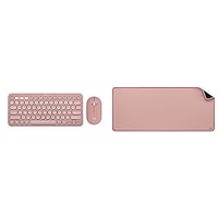 Logitech Pebble 2 Combo, Wireless Keyboard and Mouse, Quiet and Portable, Logi Bolt, Bluetooth, Easy-Switch for Windows, macOS, iPad OS, Chrome - Tonal Rose + Desk Mat - Studio Series, Darker Rose