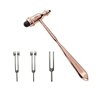 MDF Instruments Rose Gold Tromner Neurological Reflex Hammer with Pointed Tip Handle for cutaneous and Superficial responses + MDF LUMiNiX Illuminator Medical Professional Diagnostic Penlight
