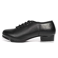 DKZSYIM Tap Shoes Patent Leather Full-Sole Lace-up Dancing Shoes for Girls, Women and Men,Model WX-QD