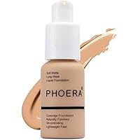 ABRUS® - PHOERA Foundation, Full Coverage Foundation, Soft Matte, Oil Control Concealer, Foundation Makeup Face Make up Long Lasting 24HR Waterproof 30ml (1 Piece - 104 Buff Beige)