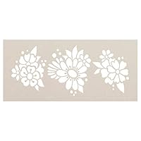 Three Flower Clusters Stencil by StudioR12 | DIY Spring Floral Embellishments | Reusable Multimedia Craft Template | Select Size (4 x 8 inch)
