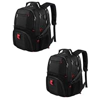 YOREPEK 17 inch Black Backpack & 15.6 inch Black Backpack, Water Resistant Airline Approved Business Bag with USB Charging Port