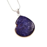 Handmade 925 Sterling Silver Natural Purple Agate Gemstone Simple Pendant Necklace Gift Jewelry