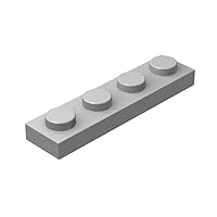 Classic Building Bulk 1x4 Plate, Light Grey Plates 1x4, 100 Piece, Compatible with Lego Parts and Pieces 3710(Color:Light Grey)