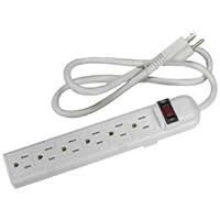 3Ft 6-Outlet Surge Protector 14AWG/3,15A, 90J, 10 Pack