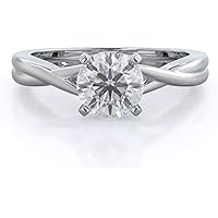 1/2 Carat Cathedral Twist Round Natural Diamond Engagement Ring 14K White Yellow Rose Gold (F / SI1, 0.50 c.t.w) Very Good Cut