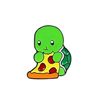 Cute Green Turtle Brooches for Women Girls Introvert Turtle Eating Pizza Jewerly for Kids Bag Shirt Lapel Enamel Pins Badge - style2