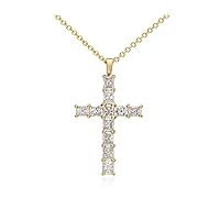 2 CT Princess Created Diamond Religious Cross Pendant Necklace 14K Yellow Gold Finish