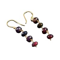 925 Sterling Silver Natural Ethiopian Black Opal Beads Dainty Dangle Gold Plated Earring Jewelry