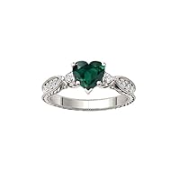 2 CT Unique Emerald Wedding Ring For Women Heart Shaped Green Gemstone Ring Antique Emerald Engagement Ring Art Deco Women Anniversary Ring (5)