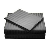 Sleeper Sofa Bed Fitted Sheet Set - Queen Black Stripe Sofa Fitted Sheets - 100% Cotton 400TC Fitted Sheet - Sleeper Sofa Fitted Sheet Only - Sleeper Sofa Sheets - Fits Mattresses Up to 6