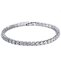 Luxury 4mm Cubic Zirconia Tennis Bracelets Iced Out Chain Crystal Wedding Bracelet for Women Men Silver Bracelet Jewelry Practical