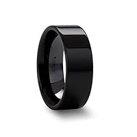 FRAENER Flat Polish Finished Black Ceramic Wedding Ring