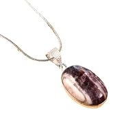 925 Sterling Silver Purple Amethyst Gemstone Pendant Necklace Jewelry