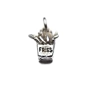 French Fries Charm Pendant .925 Sterling Silver.