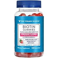 The Vitamin Shoppe Biotin Gummies ? Hair, Skin, & Nails Support ? 10,000 MCG ? Strawberry (120 Gummies)