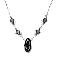 Luxurious Black Spinel Necklace White Topaz Everyday Wear Necklace Designer Jewelry Solid Sterling Silver Jewellery Boho Gifts For Her