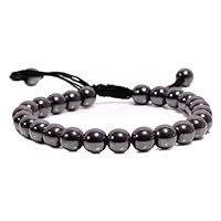 Natural Hematite Round Smooth Beads 8 mm Adjustable Bracelet TB-50 For Girls,Man,Woman,Friend,Gift,Boys,FriendshipBand