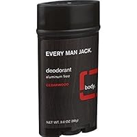 Every Man Jack Deodorant Aluminum Free, Cedarwood 3 oz (Pack of 4)