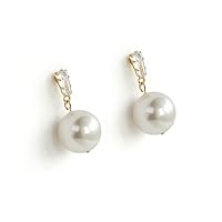 Soar-leap Pearl Crystal Drop Dangle Clip On Earrings Not Pierced For Women Girls 14K Gold Bridal Wedding Jewelry Hypoallergenic