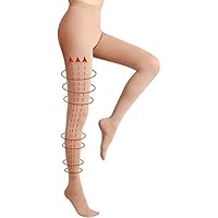 Compression Pantyhose Women 20-30 mmHg Stockings for Varicose Veins (Beige, S)