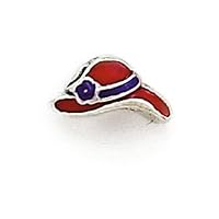Sterling Silver Red Hat-Enamel Bead/Charm