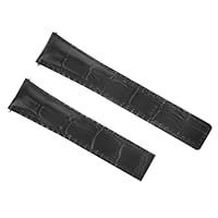 Ewatchparts 22MM LEATHER STRAP BAND DEPLOY CLASP COMPATIBLE WITH TAG HEUER CARRERA CALIBRE 1887 BLACK