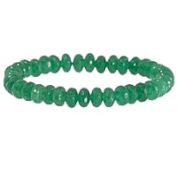 Unisex gem emerald 5x8mm rondelle smooth beads stretchable 7 inch bracelet for men,women-Healing, Meditation,Prosperity,Good Luck Bracelet