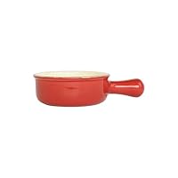 Vietri Bakers Red Small Round Baker with Large Handle, Oven Baking Dish Stoneware Serving Pan